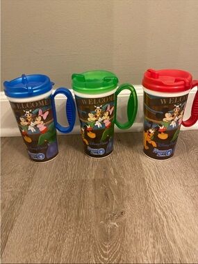 Disney Travel Tumbler Trio with Blue, Green, and Red Lids